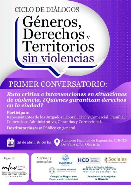 Ciclo de diálogos: Géneros, derechos y territorios sin violencia