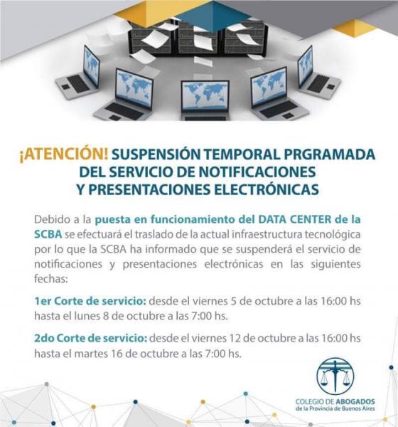 SUSPENSIÓN TEMPORAL DEL SISTEMA DE PRESENTACIONES Y NOTIFICACIONES ELECTRÓNICAS