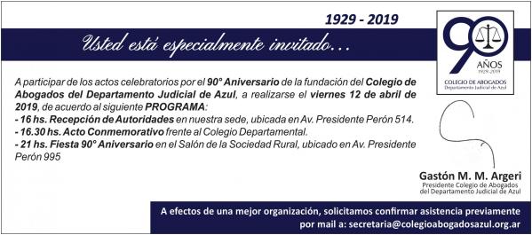 CELEBRACIONES POR EL 90° ANIVERSARIO DE NUESTRO COLEGIO DEPARTAMENTAL