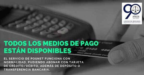 TODOS LOS MEDIOS DE PAGO SE ENCUENTRAN DISPONIBLES