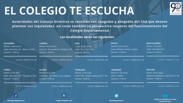 EL COLEGIO TE ESCUCHA CONTINÚA RECORRIENDO EL DEPARTAMENTO JUDICIAL