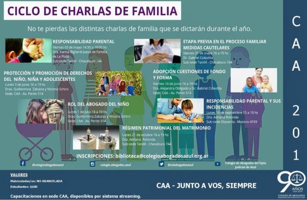 HOY COMIENZA EL CICLO DE CHARLAS DE FAMILIA