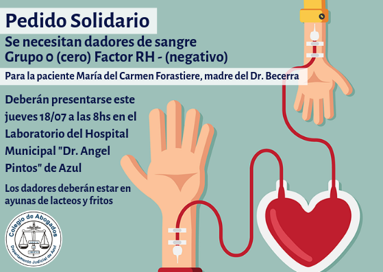 Pedido Solidario: Se necesitan dadores de sangre
