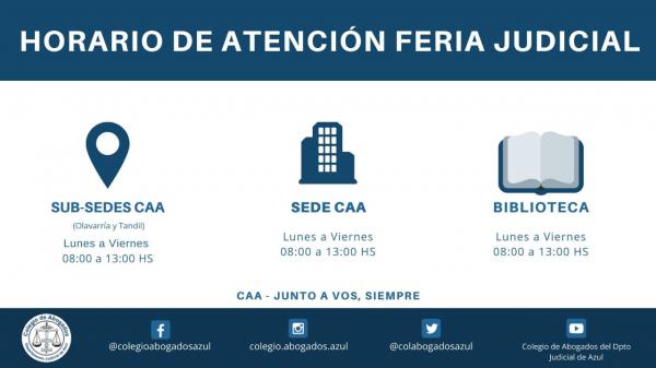 Horario de atención durante la Feria Judicial