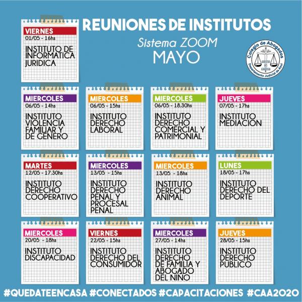Institutos del CAA: Reuniones virtuales durante mayo