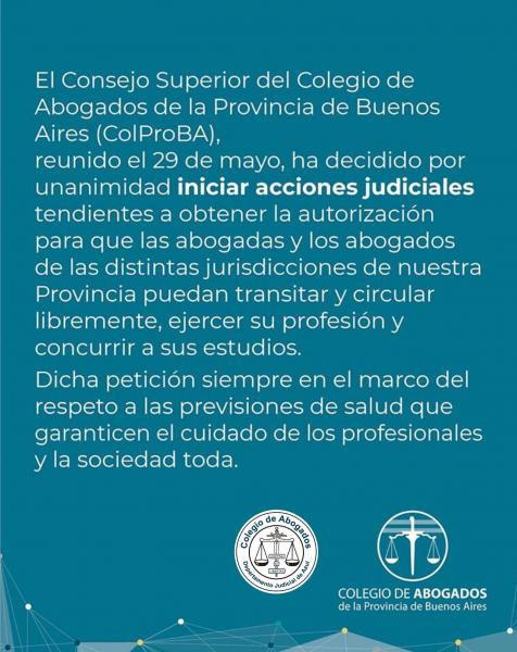 ColProBA: inicia acciones judiciales para autorizar que abogadas y abogados puedan ejercer su profesión