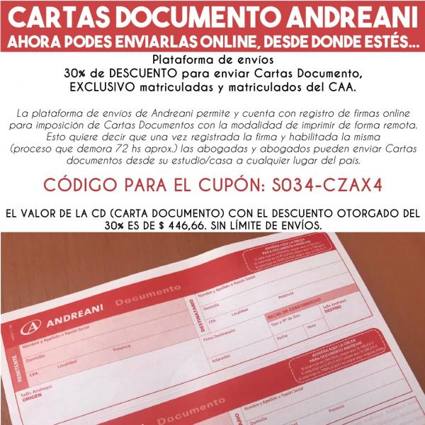 Andreani: Descuento exclusivo para matriculadas y matriculados del CAA