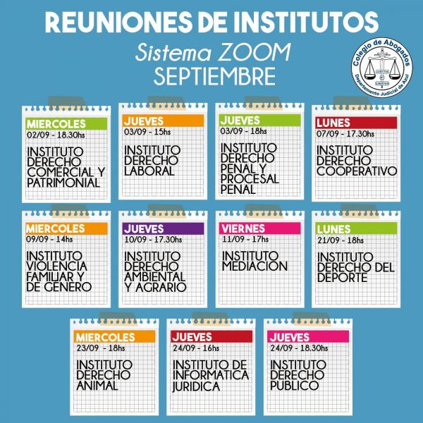 Institutos del CAA: Reuniones virtuales durante septiembre