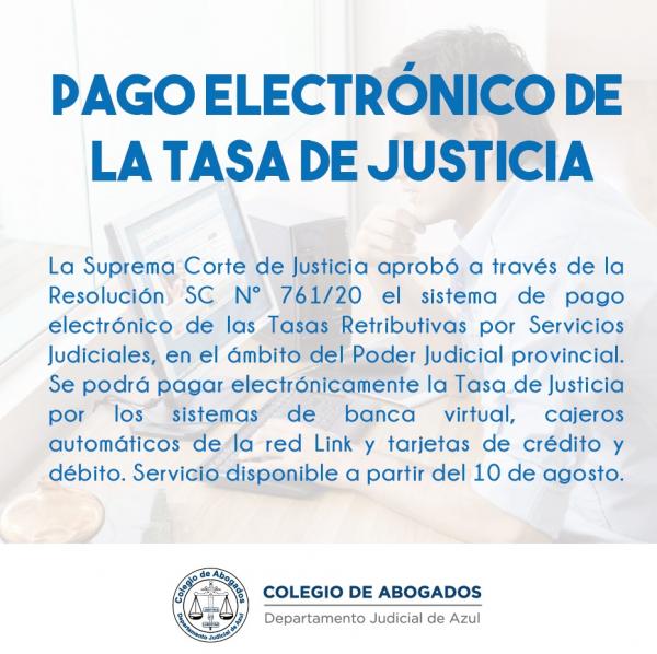 SCBA: Pago electrónico de la tasa de justicia