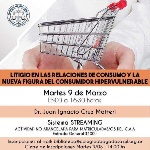 Charla: Litigio en las relaciones de consumo y la nueva figura del consumidor hiper vulnerable