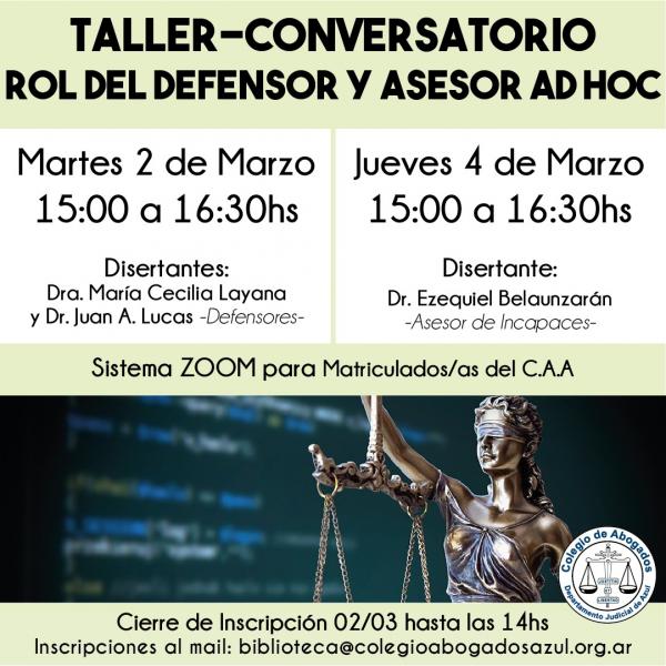 Taller-Conversatorio “Rol del Defensor y Asesor Ad Hoc”