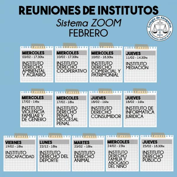 Institutos: Continúan las primeras reuniones virtuales del año