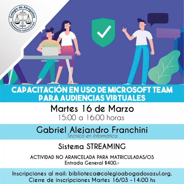 Capacitación en uso de Microsoft Team para audiencias virtuales