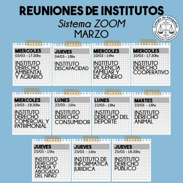 Institutos: Reuniones virtuales durante el mes de marzo