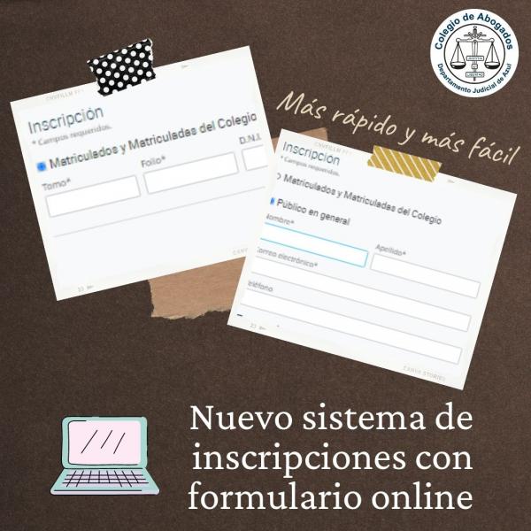 Nuevo sistema de inscripciones con formulario online