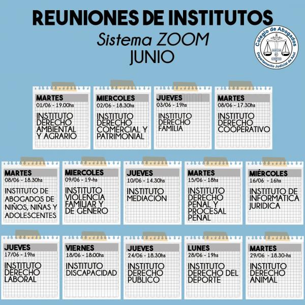 Institutos: Agenda de reuniones de junio