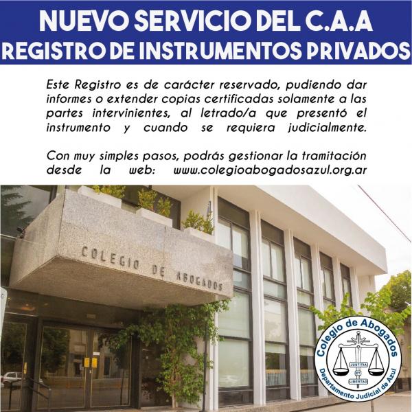 Nuevo servicio C.A.A: Registro de Instrumentos Privados