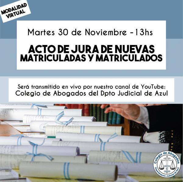 Acto de Jura de nuevas matriculadas y matriculados