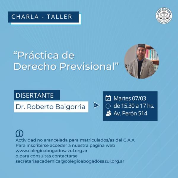 Charla-taller “Práctica del derecho previsional”