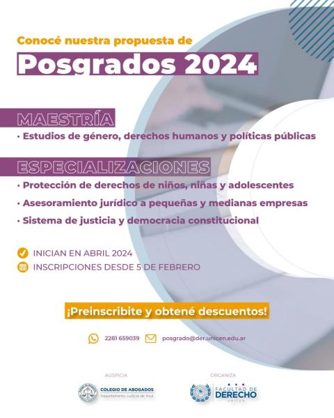 Preinscripción a Posgrados con descuentos en la Facultad de Derecho
