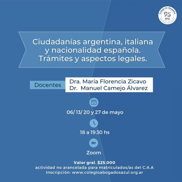 Ciudadanías argentina, italiana y nacionalidad española. Trámites y aspectos legales.