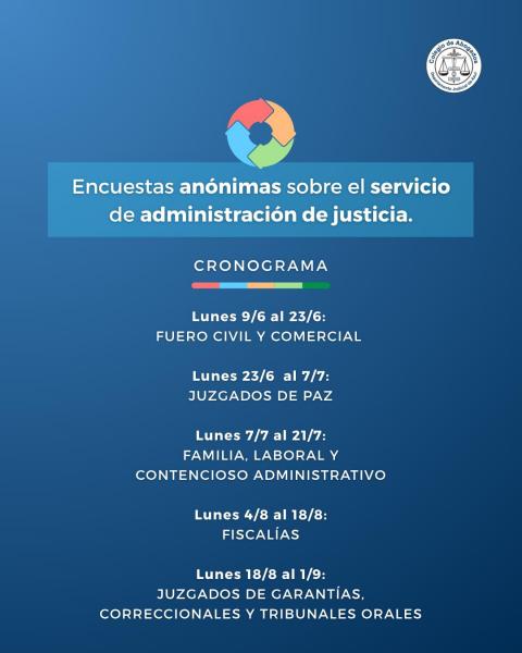 El Colegio lanza encuestas anónimas sobre el servicio de administración de justicia