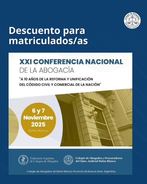 Descuento para matriculados para la asistencia a la Conferencia Nacional de la Abogacía