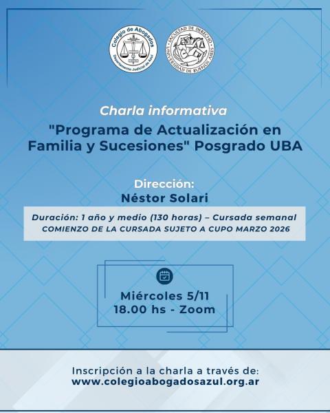 Charla informativa sobre el Programa de Actualización en Familia y Sucesiones