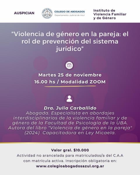  "Violencia de género en la pareja: el rol de prevención del sistema jurídico"