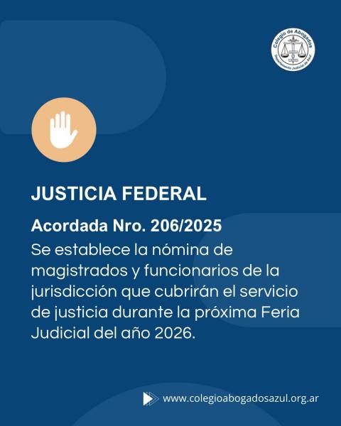 Justicia Federal: Información importante sobre la cobertura de la Feria Judicial de Verano
