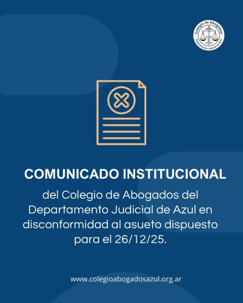 Posicionamiento del Colegio ante la disposición de asueto para el 26 de diciembre