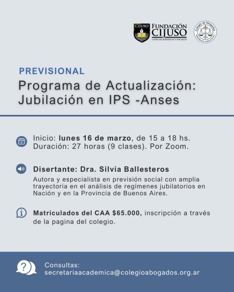 Programa de Actualización - Jubilación en IPS-Anses