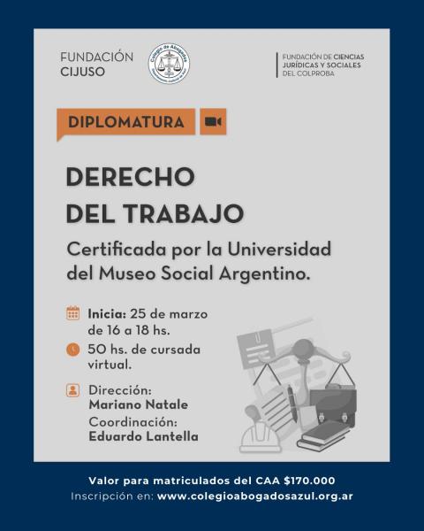Se encuentra abierta la inscripción para la Diplomatura en Derecho del Trabajo