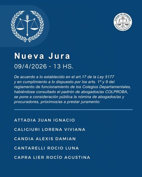 Acto de Jura de nuevas matriculadas y matriculados