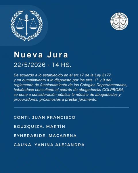 Acto de Jura de nuevas matriculadas y matriculados