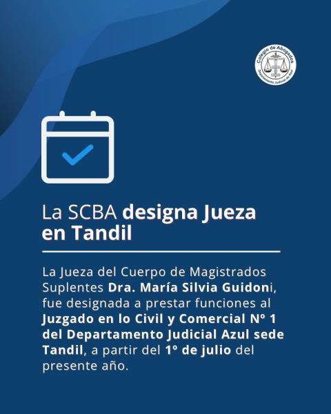 La Suprema Corte designó jueza para el Fuero Civil y Comercial de Tandil