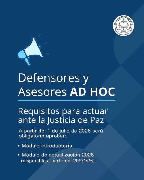 Capacitación para defensores y asesores ad hoc ante la Justicia de Paz