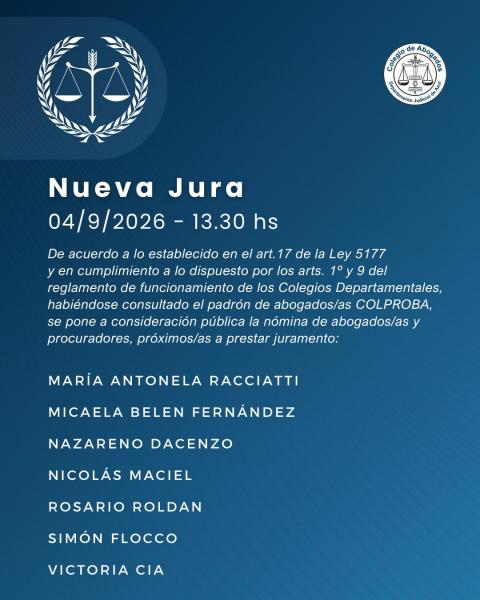 Acto de Jura de nuevas matriculadas y matriculados