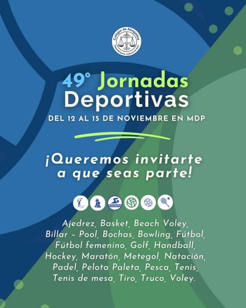 ¡Sumate a representar al Colegio en las 49° Jornadas Deportivas!