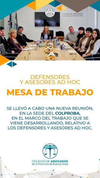 Defensores y Asesores ad hoc: Se realizó una nueva reunión de la Mesa de Trabajo