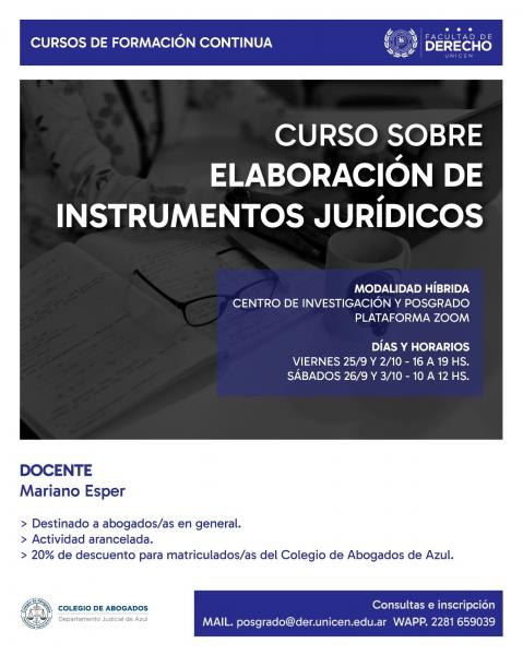La Facultad de Derecho ofrece un nuevo curso sobre elaboración de instrumentos jurídicos