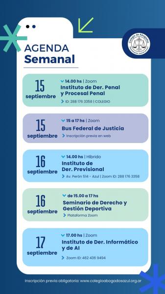 Agenda semanal de actividades del Colegio