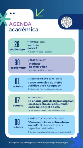 Agenda de actividades académicas del Colegio