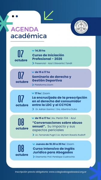 Agenda de actividades académicas del Colegio