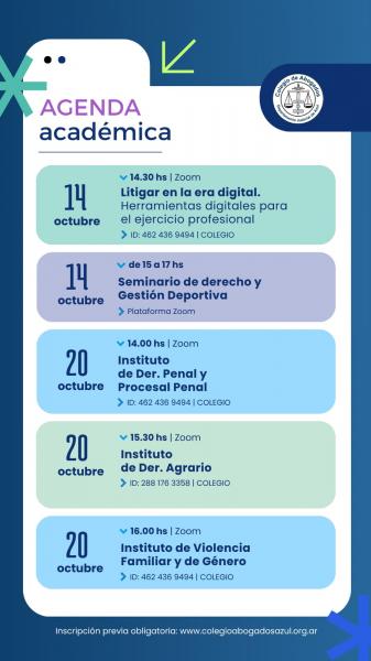 Agenda de actividades académicas del Colegio