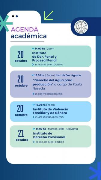 Agenda de actividades académicas del Colegio