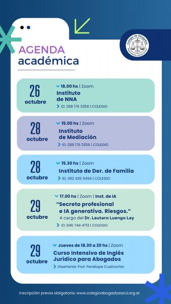Agenda de actividades académicas del Colegio