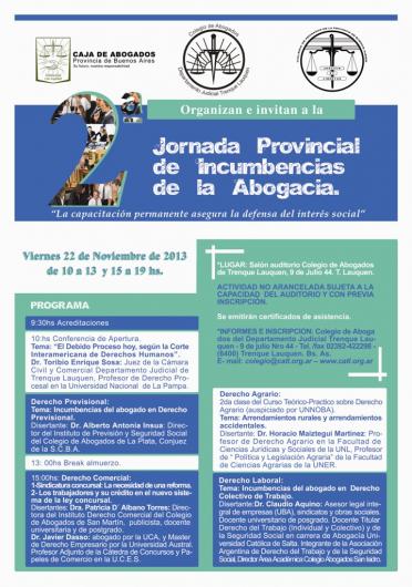 2ª Jornada Provincial de Incumbencias de la Abogacía