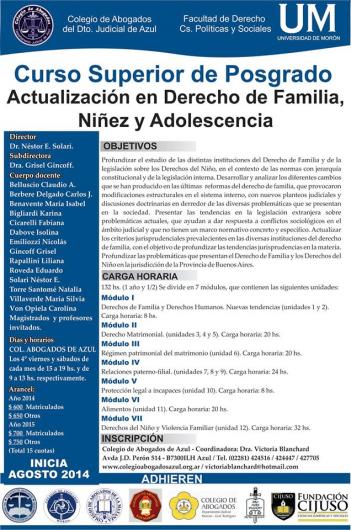 Curso Superior de Posgrado Actualización en Derecho de Familia, Niñez y Adolescencia