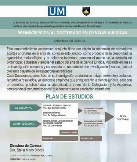 Abierta la preinscripción al Doctorado en Ciencias Jurídicas en CIJUSO